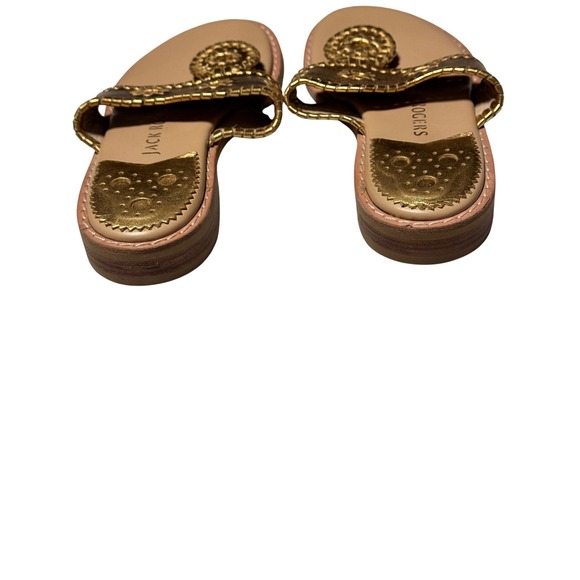 Jack Rogers Jacks Flat Metallic Gold Leather Thong Sandals Womens 6M 1121 - Picture 5 of 9